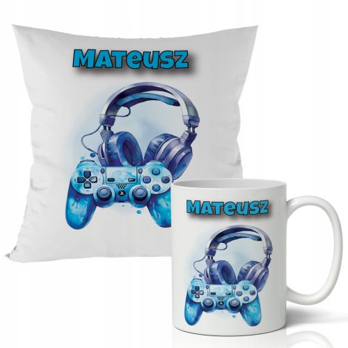  GIFT - MUG + PILLOW SET - VARIOUS PATTERNS - GAME PLAYER PAD CONSOLE