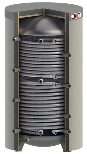  Heat buffer with two coils 500L. Buffer with two coils 500L 1.2+1.8m2