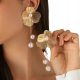  Earrings Gold Studs Flowers Flowers Pearls Pearls Elegant Openwork 106m