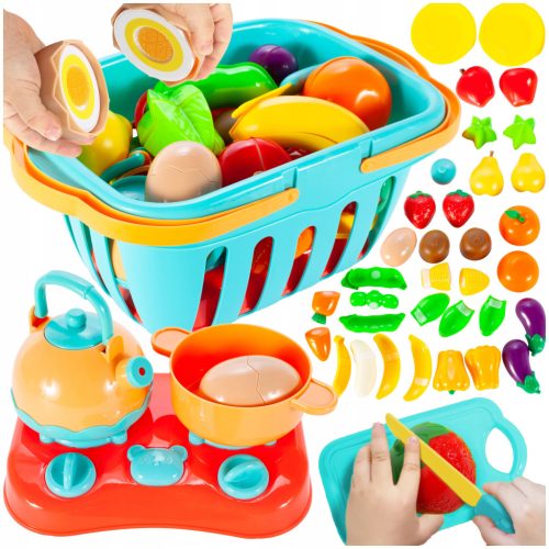  MalPlay Vegetables and Fruits for Cutting with Basket