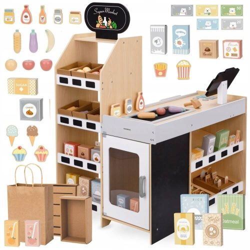  Wooden large XXL vegetable store with toy cash register