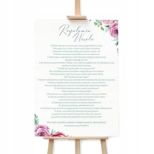  RULES for a fun party poster 50x70 cm Fuchsia Buttercup