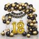  HiHK 18th Birthday Decoration Balloon Garland Gold Black