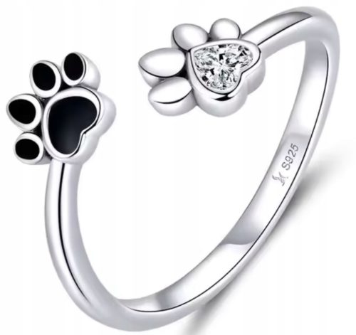  Adjustable ring silver dog cat dog paw heart 925 + FREE!