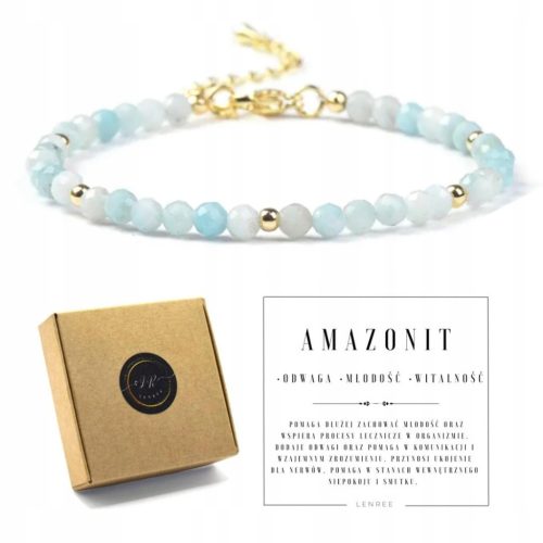 Women's bracelet with AMAZONIT clasp, natural stones + box