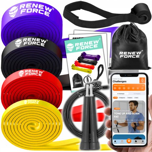  SET OF 4 POWER BAND RESISTANCE BANDS FOR EXERCISES STRONG BANDS 40KG + FREE CASE