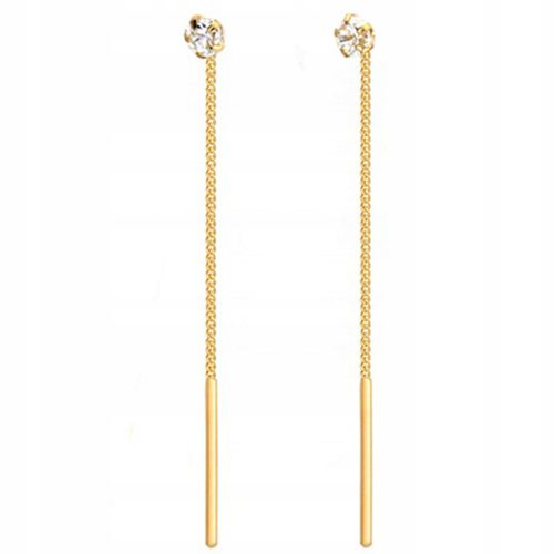  585 gold earrings pulled with white zircon hanging chains gift