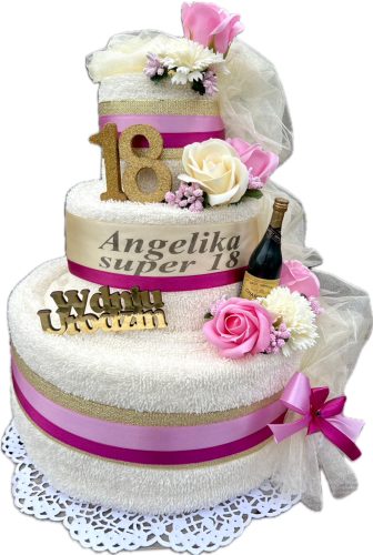  Beautiful Birthday Gift for a Woman Cake with Towels Soap Flowers Inscription