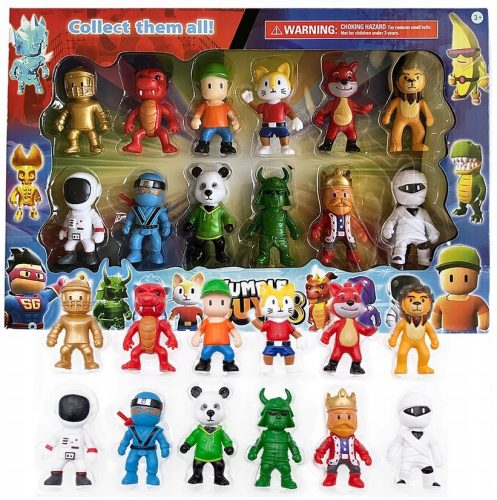  STUMBLE GUYS FIGURES SET OF 12 FIGURES FROM THE GAME + 8 STUMBLE GUYS CARDS FOR FAN