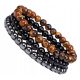  WOMEN'S BRACELET TIGER EYE BEADS ONYX HEMATITE 3in1 SET