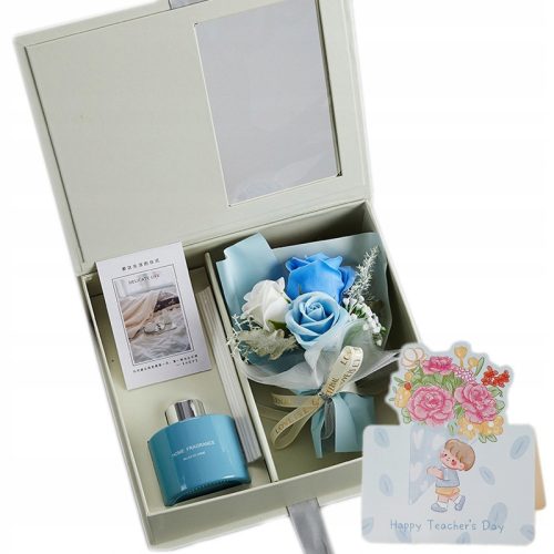  Fragrance diffuser with sticks in an elegant box, a bouquet of soap roses