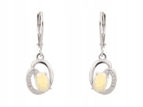  BEAUTIFUL SILVER HANGING EARRINGS RHODIUM PLATED WITH OPAL