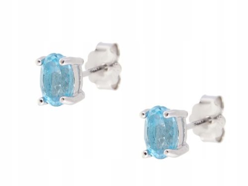  SILVER SWISS TOPAZ EARRINGS NATURAL 6x4 RHODIUM PLATED GIFT