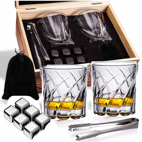  Gift set whiskey glasses stones box Ice Cubes Drinkó