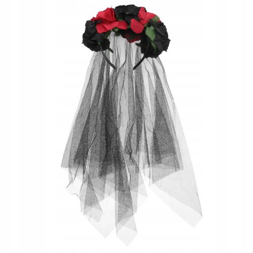  Red Rose Headband Day of the Dead Veil