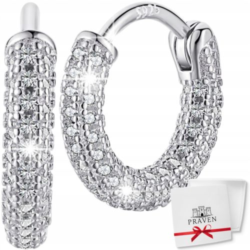  Silver Hoop Earrings Silver 925 with Crystals English Clasp