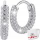  Silver Hoop Earrings Silver 925 with Crystals English Clasp