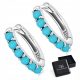  K767 Silver hoop earrings with turquoise balls clasps