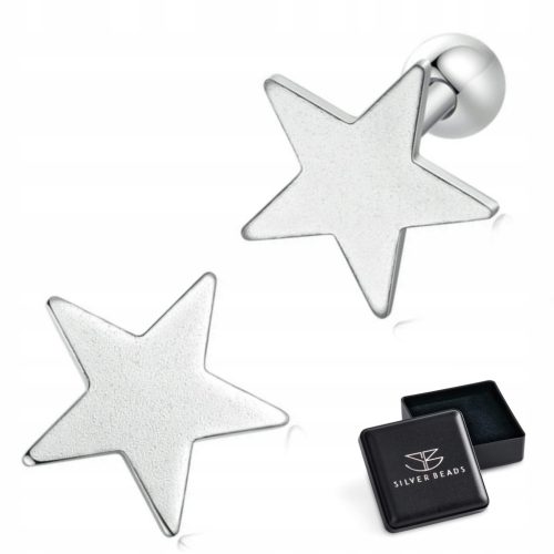  K793 Silver star stud earrings, screw-on, silver 925