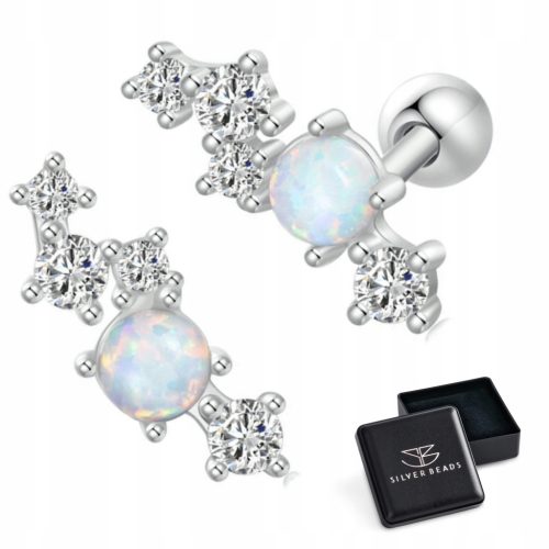  K794 Silver earrings opal crystals screw studs silver 925