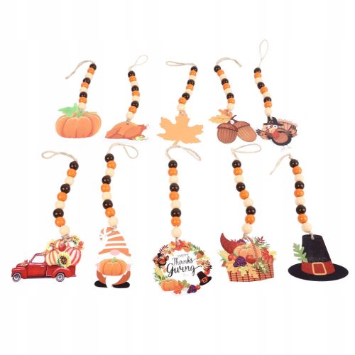  10 pieces wooden bead garlands, colorful Halloween decorations