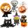  Halloween Balloons, Set of 6 Party Balloons, Cat Skeleton, Pumpkin, Bat