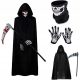  5pcs/set Halloween Grim Reaper Cloak Set, Black Reaphook Death Cloak Costume