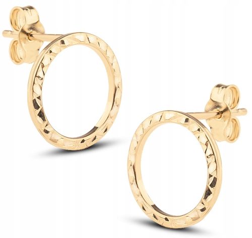  BEAUTIFUL GOLDEN DIAMOND STUD EARRINGS 14KT 585 DIAMOND HOOPS