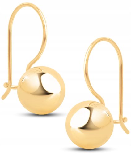  BEAUTIFUL GOLD EARRINGS CLASSIC HANGING BALLS 7 MM 14KT 585