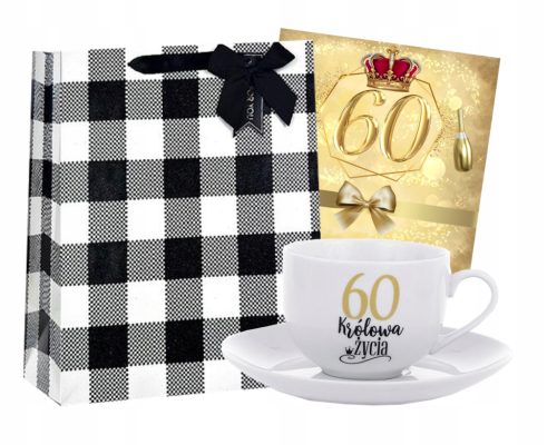  60th Birthday Gift for a Woman Set Cup + Card + Bag