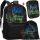 Black Youth School Backpack Set with Pencil Case and Shoe Bag - 22L Durable Oxford Fabric