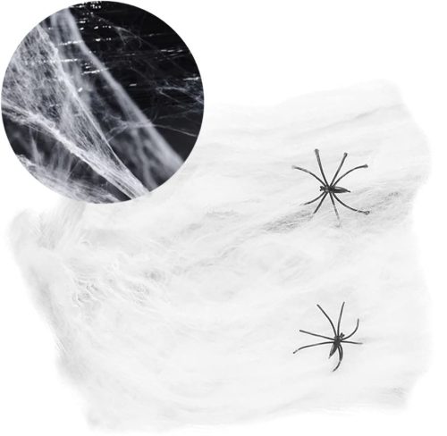  Artificial WHITE HALLOWEEN SPIDER WEB 2 Spiders 60g