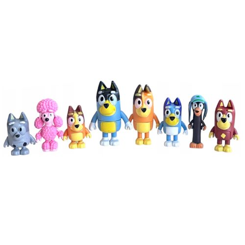  8 PCS FAMILY SET OF FIGURINES BLUEY BINGO + BLUE FRIENDS