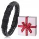  BLACK MEN'S LEATHER BRACELET M59 ELEGANT CRYSTAL GIFT BOX