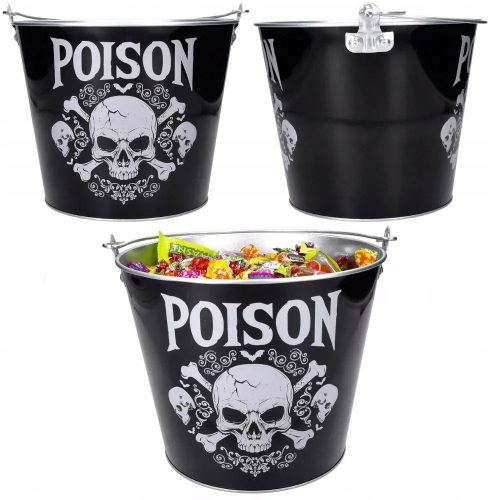  Toxic black metal bucket with SKULL for drinks on the HALLOWEEN table