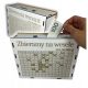  WHITE Personalized piggy bank with a crossword puzzle and a saving goal ENGRAVED