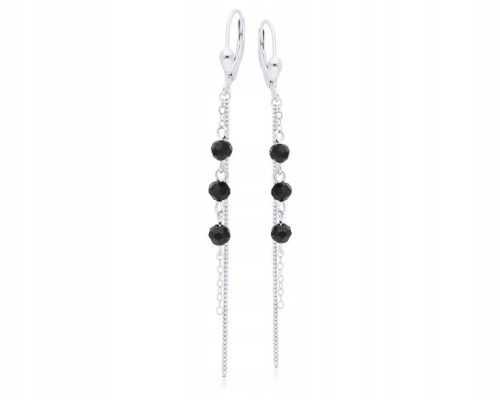  Silver earrings hanging long black zircons chains pr. 925