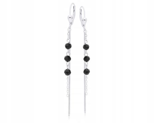  Silver earrings hanging long black zircons chains pr. 925