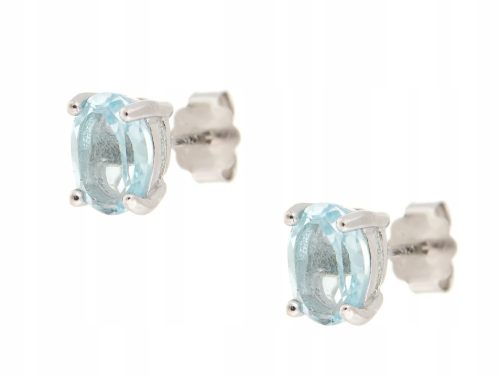  SILVER SWISS TOPAZ EARRINGS NATURAL 7x5 RHODIUM PLATED GIFT