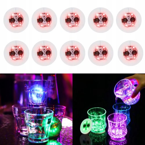  LED Sticker Base for Bottle Glass Cup Set of 10 Red