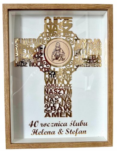  WEDDING ANNIVERSARY SOUVENIR GIFT JUBILEE BEAUTIFUL GOLDEN PICTURE IN FRAME CROSS