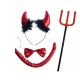  Devil Set + Accessories Devil Horns Headband + Red and Black Devil Fork