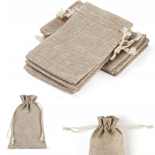  Cloth bag with drawstring. Portable jute candy bag with linen drawstring