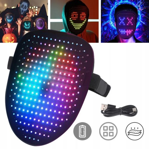  LED HALLOWEEN MASK, GLOWING MASK WITH 50 PRESET PATTERNS