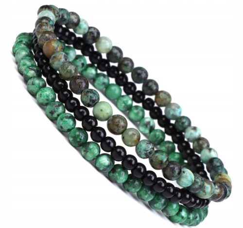  MEN'S BRACELET BEADS STONE TURQUOISE AFRICAN ONYX SET 3IN1