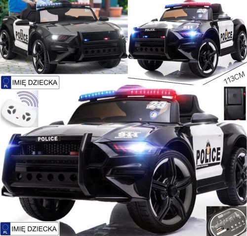  CAR Battery operated car POLICE Leather RUBBER WHEELS EVA Megaphone + REMOTE CONTROL