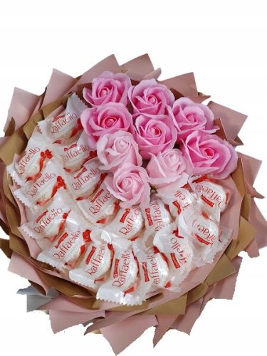  Raffaello and Soap Roses Bouquet for Birthdays, Name Days, Women's Day, Weddings