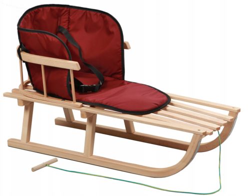  POLISH WOODEN SLED for CHILDREN with MATTRESS BURGUNDY SOLID Traditional