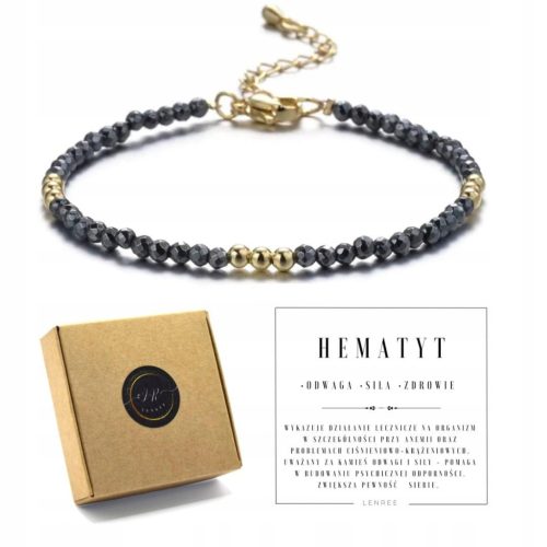  Women's bracelet with HEMATITE clasp, natural stones + box