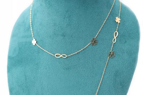  Gold CELEBRITY SET CLOVER INFINITY SIGN 316L STEEL